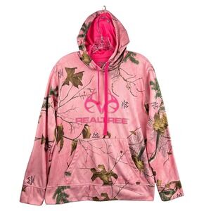 Realtree Girl Pink Camo Pullover Hoodie Sweatshirt Women's Size M